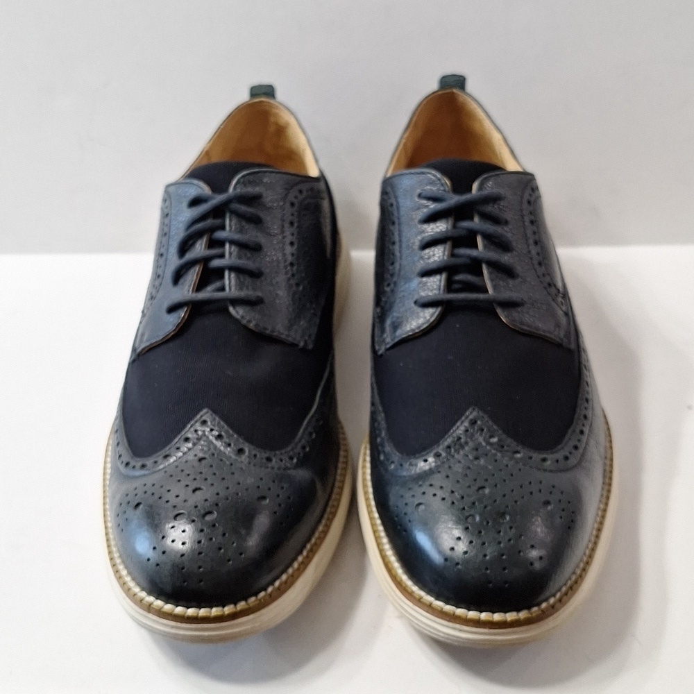 Cole Haan Men's Preppy Whiskey Navy Leather Tucker Oxford II Shoes Size 8.5